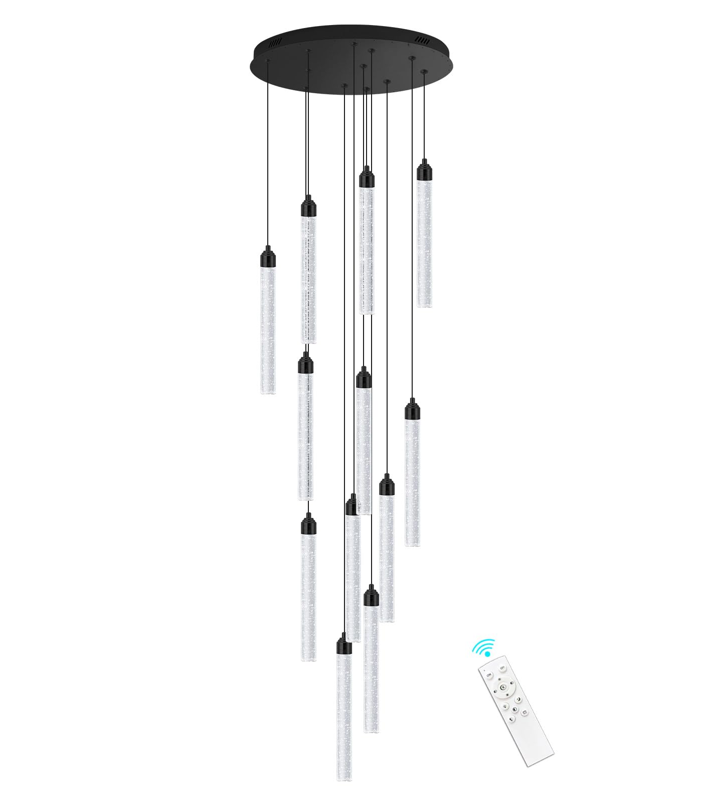 dolria 12-light chandelier, LED dimmable, crystal design, modern lighting for high ceilings.