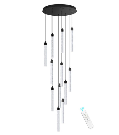 dolria 12-light chandelier, LED dimmable, crystal design, modern lighting for high ceilings.
