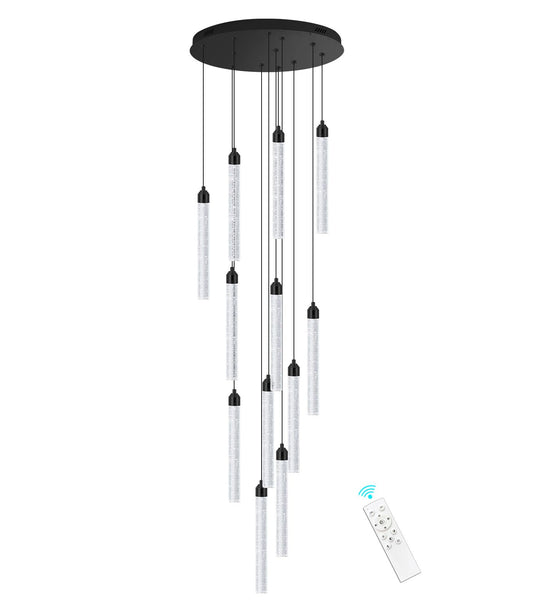 dolria 12-light chandelier, LED dimmable, crystal design, modern lighting for high ceilings.