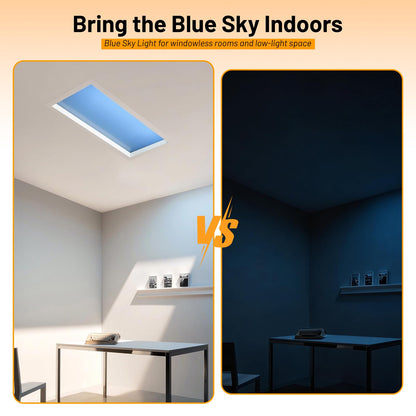 Aulaidik skylight panel, LED ceiling light, remote control, natural daylight effect.