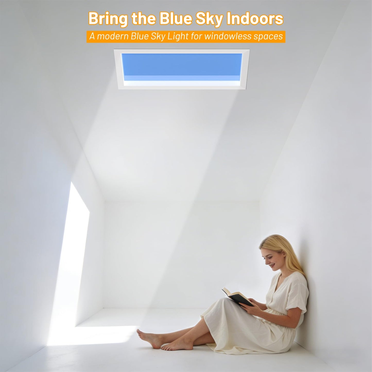 Aulaidik skylight panel, LED ceiling light, remote control, natural daylight effect.