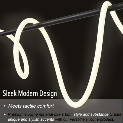 Modern LED pendant light, black design, adjustable height, 3-color lighting for dining or kitchen.