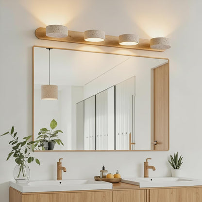 LED vanity light, stone design, rotatable heads, modern rustic style for bathroom or bedroom.