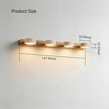 LED vanity light, stone design, rotatable heads, modern rustic style for bathroom or bedroom.
