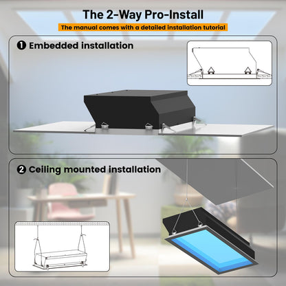 Aulaidik skylight panel, LED ceiling light, remote control, natural daylight effect.