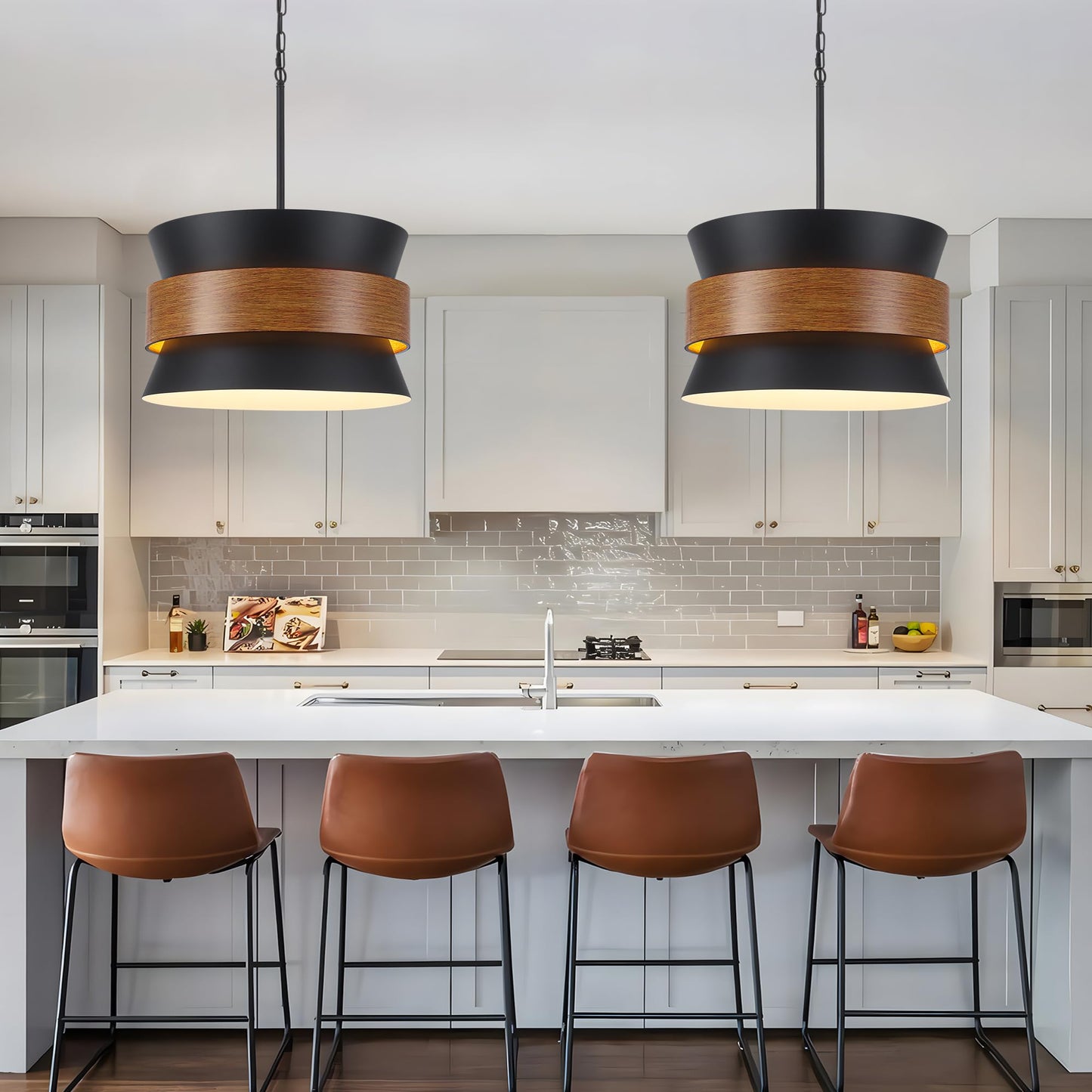 Yarlkav farmhouse chandelier, 5 lights, black vintage design, adjustable hanging for dining or kitchen.