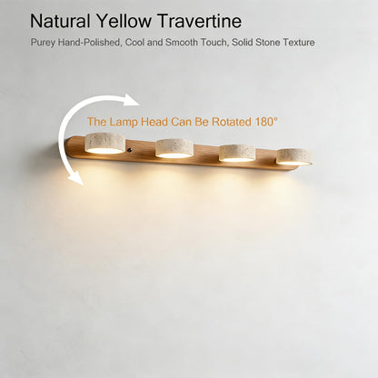 LED vanity light, stone design, rotatable heads, modern rustic style for bathroom or bedroom.