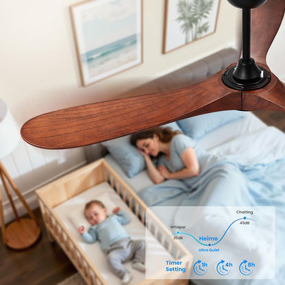 heimo ceiling fan 72", with light, remote control, dimmable, rustic outdoor/indoor use.