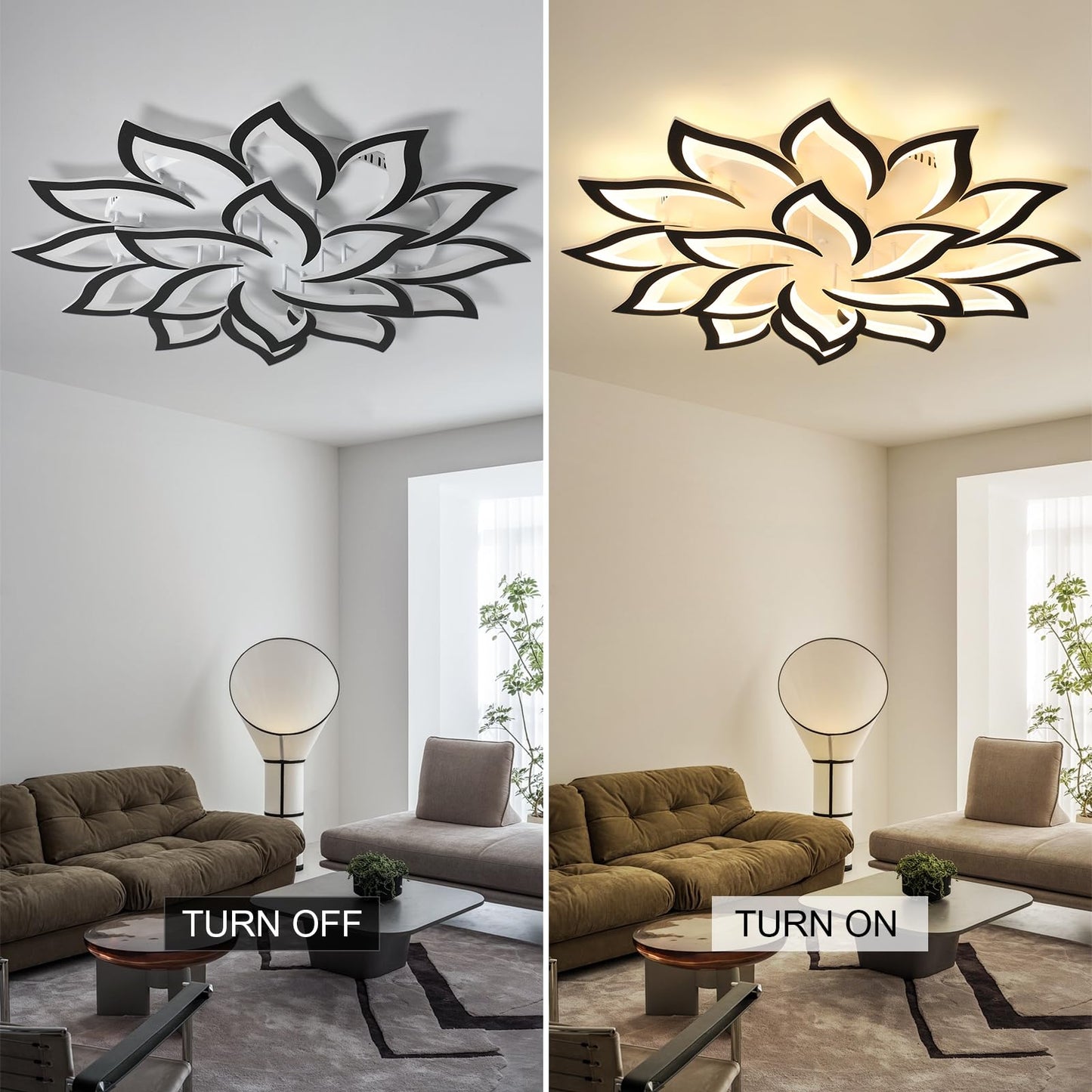 JAYMP flower ceiling light, dimmable LED, remote control, modern decorative lighting.