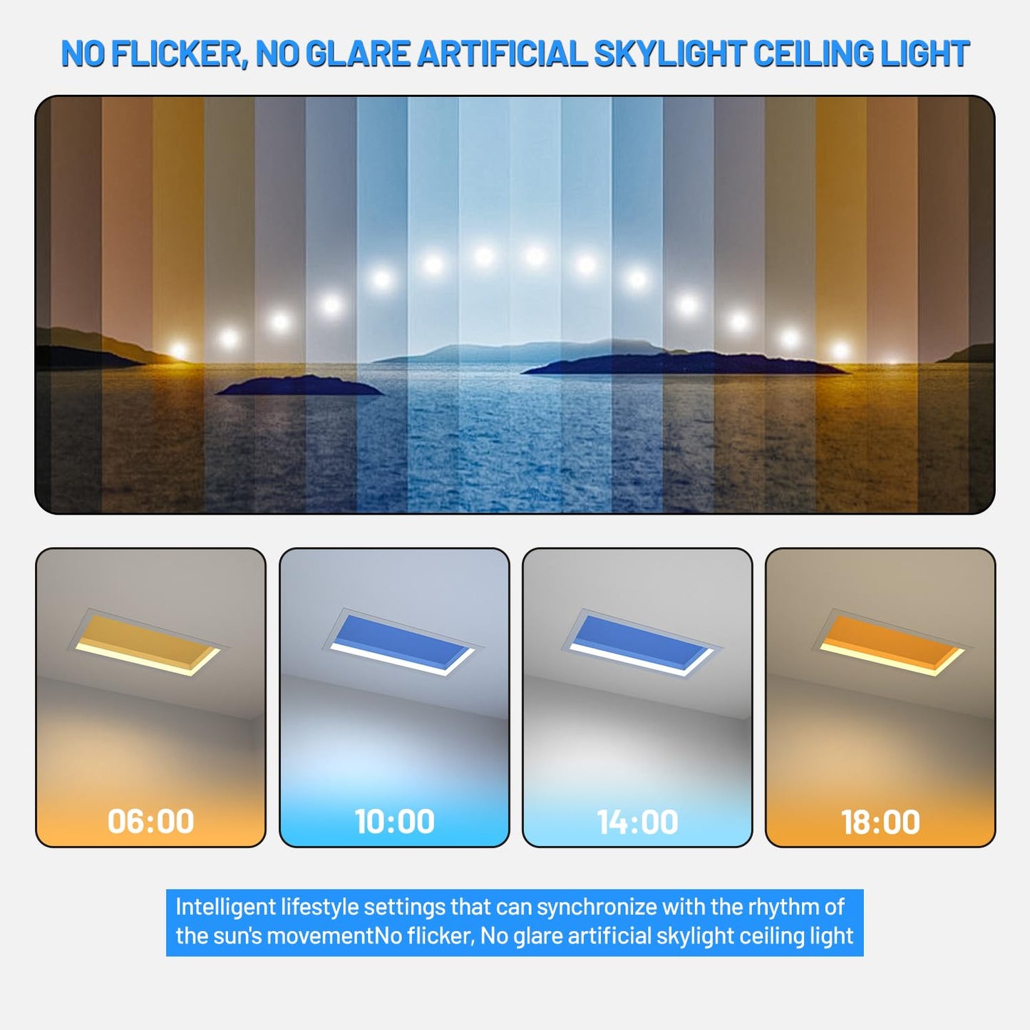 TroupePal artificial skylight panel, dimmable, remote control, natural light effect for dark rooms.