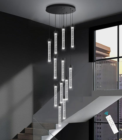 dolria 12-light chandelier, LED dimmable, crystal design, modern lighting for high ceilings.