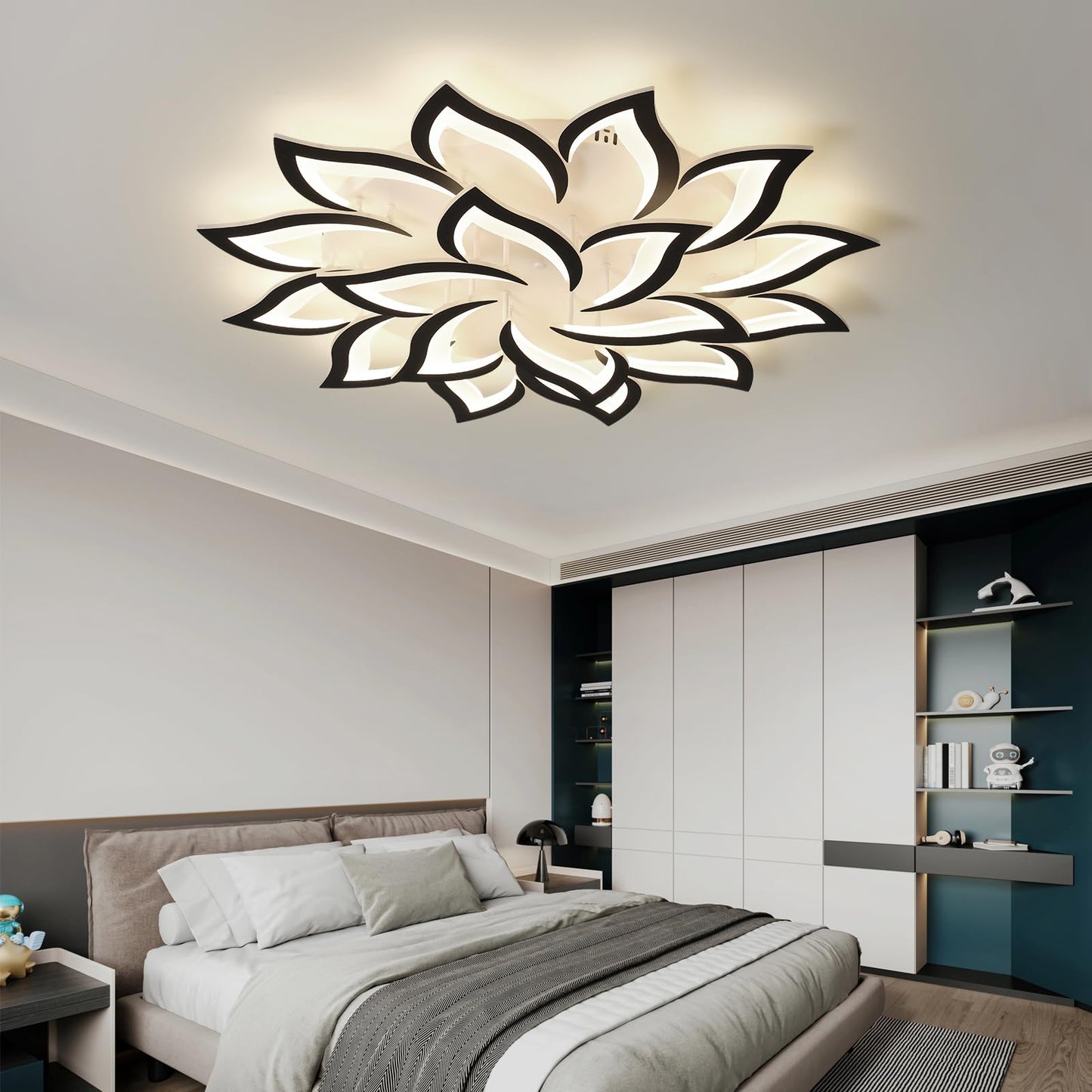 JAYMP flower ceiling light, dimmable LED, remote control, modern decorative lighting.