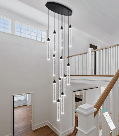 dolria 12-light chandelier, LED dimmable, crystal design, modern lighting for high ceilings.
