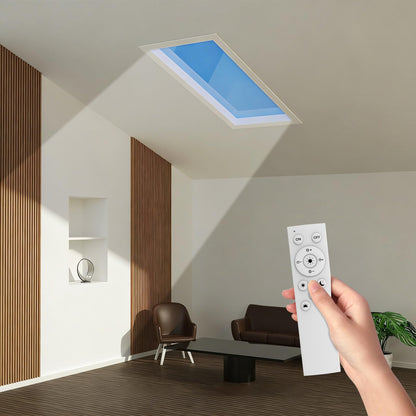 Aulaidik skylight panel, LED ceiling light, remote control, natural daylight effect.
