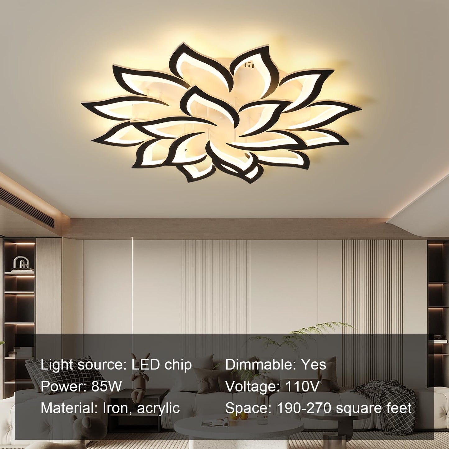 JAYMP flower ceiling light, dimmable LED, remote control, modern decorative lighting.