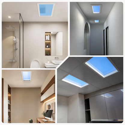 Aulaidik skylight panel, LED ceiling light, remote control, natural daylight effect.