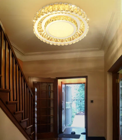 AFQEJG crystal chandelier, 19.6", dimmable LED, modern flush mount design for living spaces.