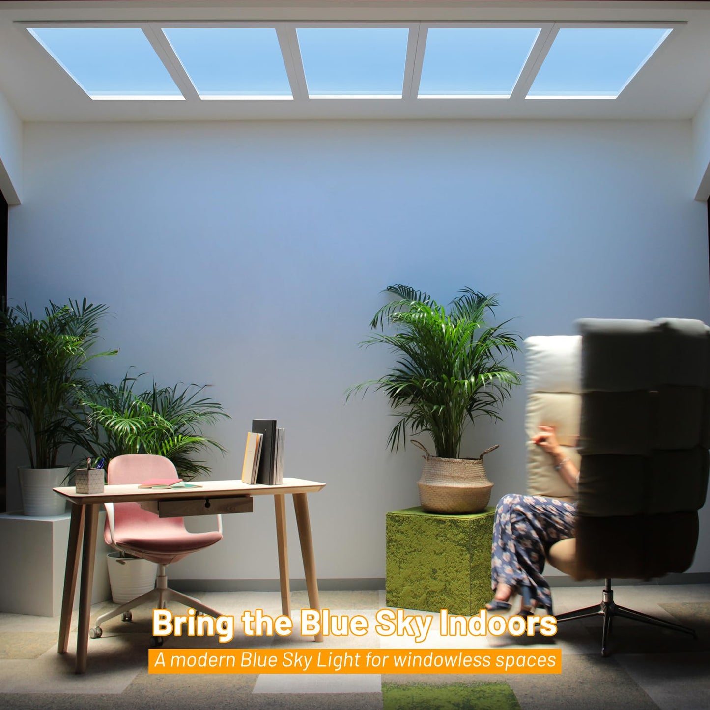 Aulaidik skylight panel, LED ceiling light, remote control, natural daylight effect.