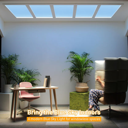 Aulaidik skylight panel, LED ceiling light, remote control, natural daylight effect.
