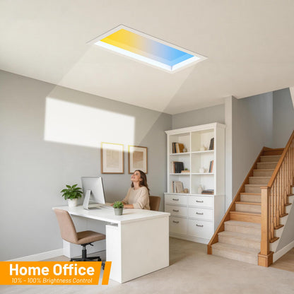 Aulaidik skylight panel, LED ceiling light, remote control, natural daylight effect.