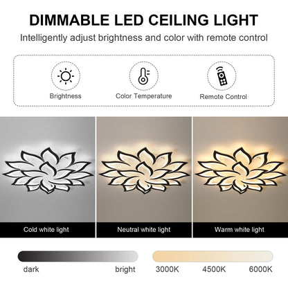 JAYMP flower ceiling light, dimmable LED, remote control, modern decorative lighting.