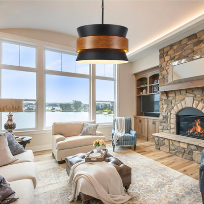 Yarlkav farmhouse chandelier, 5 lights, black vintage design, adjustable hanging for dining or kitchen.