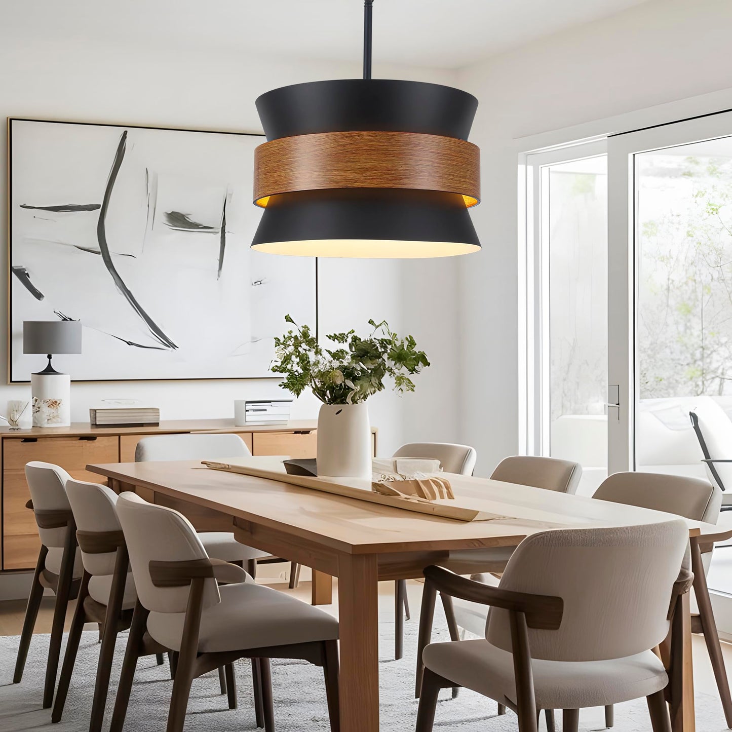 Yarlkav farmhouse chandelier, 5 lights, black vintage design, adjustable hanging for dining or kitchen.