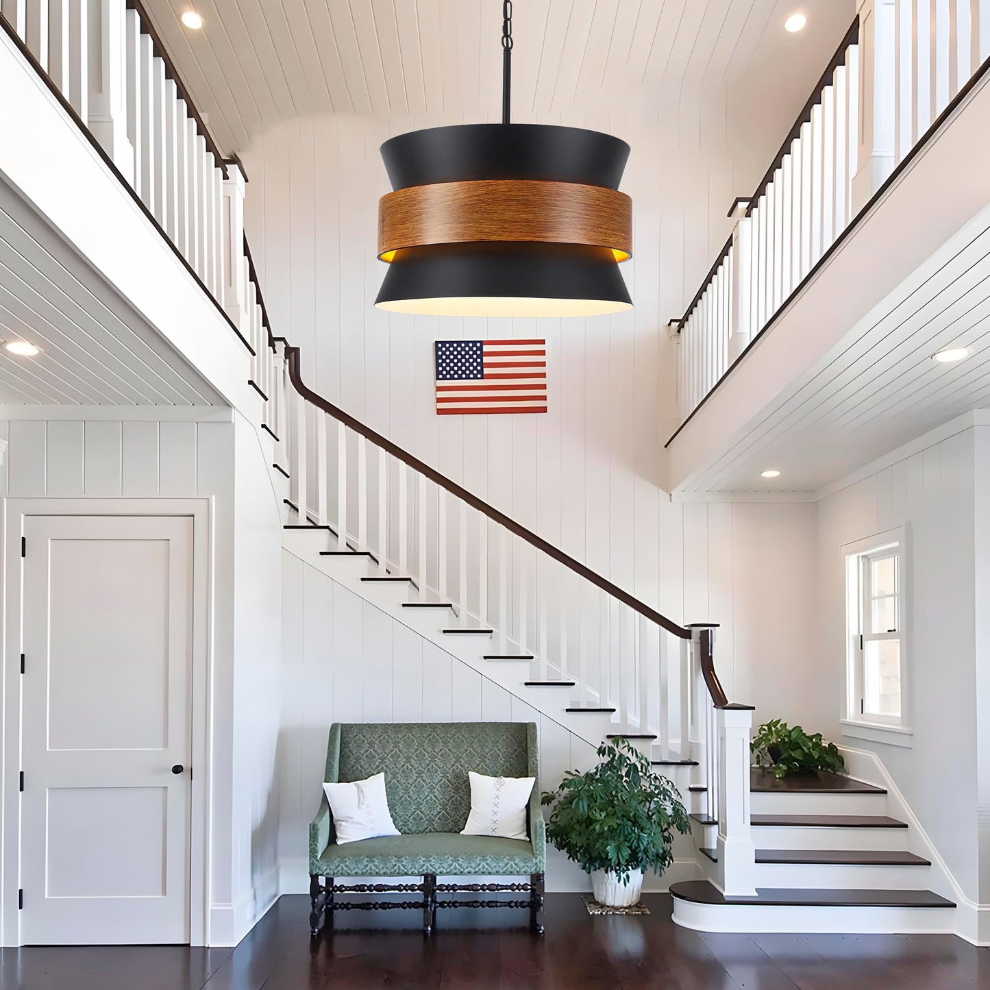 Yarlkav farmhouse chandelier, 5 lights, black vintage design, adjustable hanging for dining or kitchen.