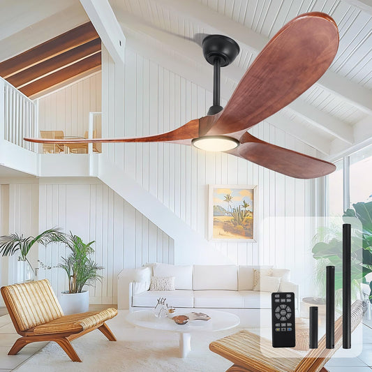 heimo ceiling fan 72", with light, remote control, dimmable, rustic outdoor/indoor use.